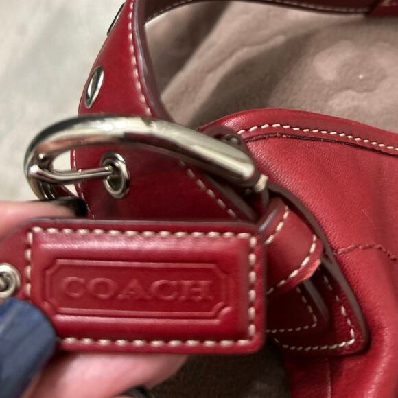 Coach Y2K 9541 Vintage Red Leather Small Mini Soho Hobo Shoulder Bag Retro - Picture 6 of 14